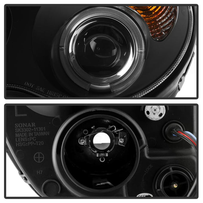 LED Halo Black Projector Headlights <br>02-05 Mercedes-Benz C230 01-05 C240 C320 02-04 C32 AMG