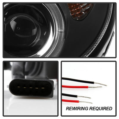 LED Halo Black Projector Headlights <br>02-05 Mercedes-Benz C230 01-05 C240 C320 02-04 C32 AMG
