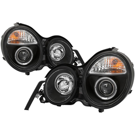 LED Halo Black Projector Headlights <br>95-99 Mercedes-Benz E300 E320 1995,97-99 E420