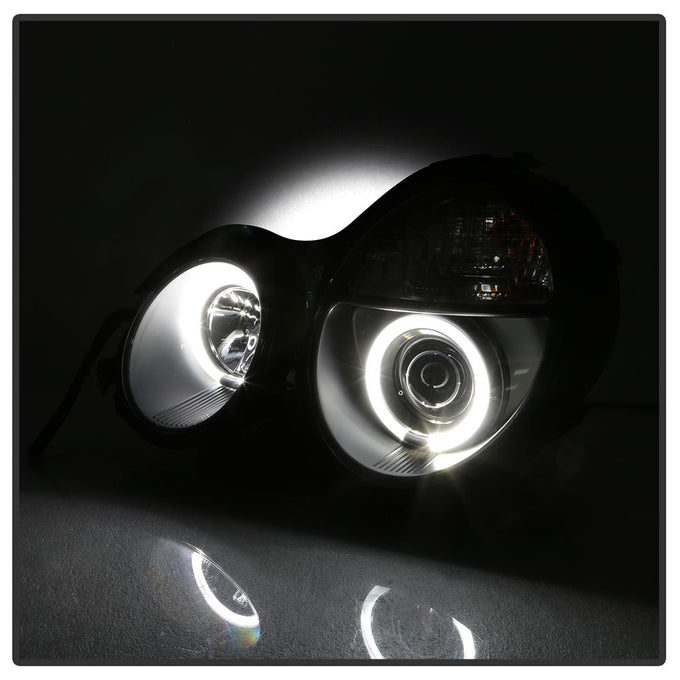 LED Halo Black Projector Headlights <br>95-99 Mercedes-Benz E300 E320 1995,97-99 E420