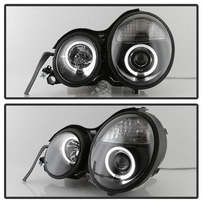 LED Halo Black Projector Headlights <br>95-99 Mercedes-Benz E300 E320 1995,97-99 E420