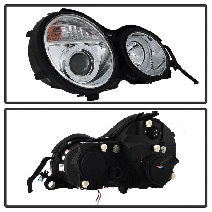 LED Halo Chrome Projector Headlights <br>95-99 Mercedes-Benz E300 E320 1995,97-99 E420