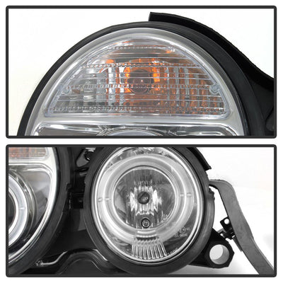 LED Halo Chrome Projector Headlights <br>95-99 Mercedes-Benz E300 E320 1995,97-99 E420