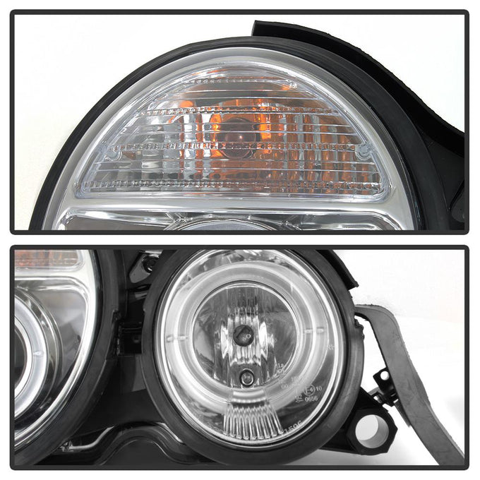 LED Halo Chrome Projector Headlights <br>95-99 Mercedes-Benz E300 E320 1995,97-99 E420