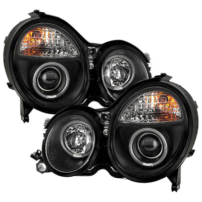 LED Halo Black Projector Headlights <br>00-02 Mercedes-Benz E320 E430 E55 AMG 2002 E500