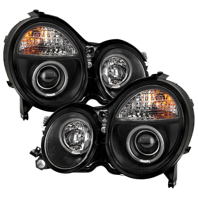 LED Halo Black Projector Headlights <br>00-02 Mercedes-Benz E320 E430 E55 AMG 2002 E500