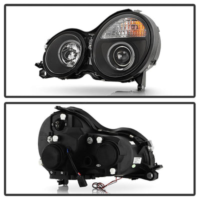 LED Halo Black Projector Headlights <br>00-02 Mercedes-Benz E320 E430 E55 AMG 2002 E500