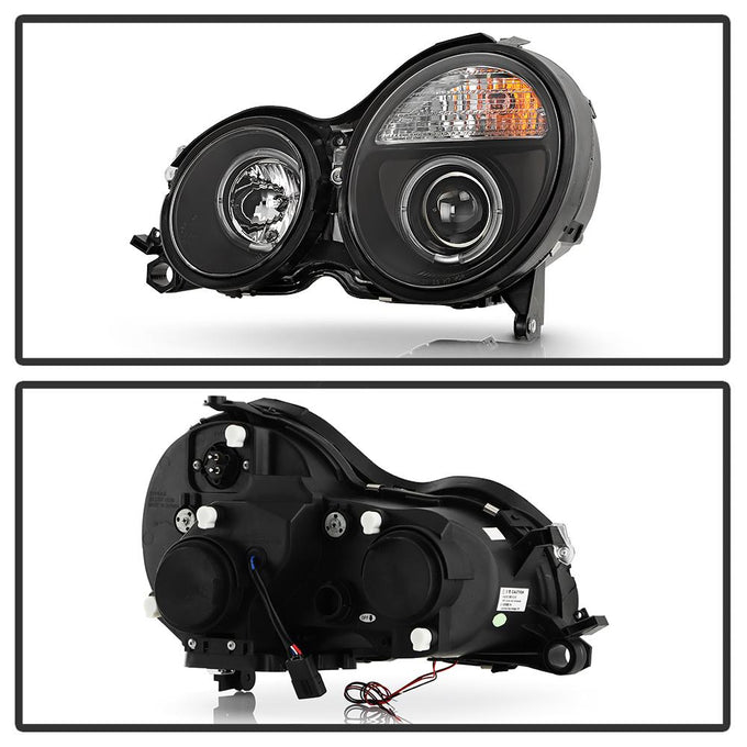 LED Halo Black Projector Headlights <br>00-02 Mercedes-Benz E320 E430 E55 AMG 2002 E500