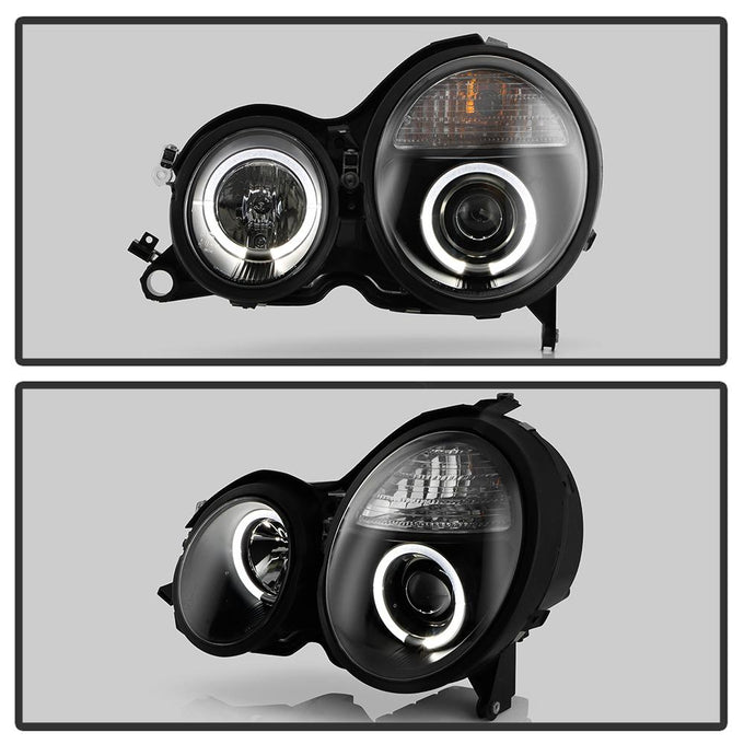 LED Halo Black Projector Headlights <br>00-02 Mercedes-Benz E320 E430 E55 AMG 2002 E500