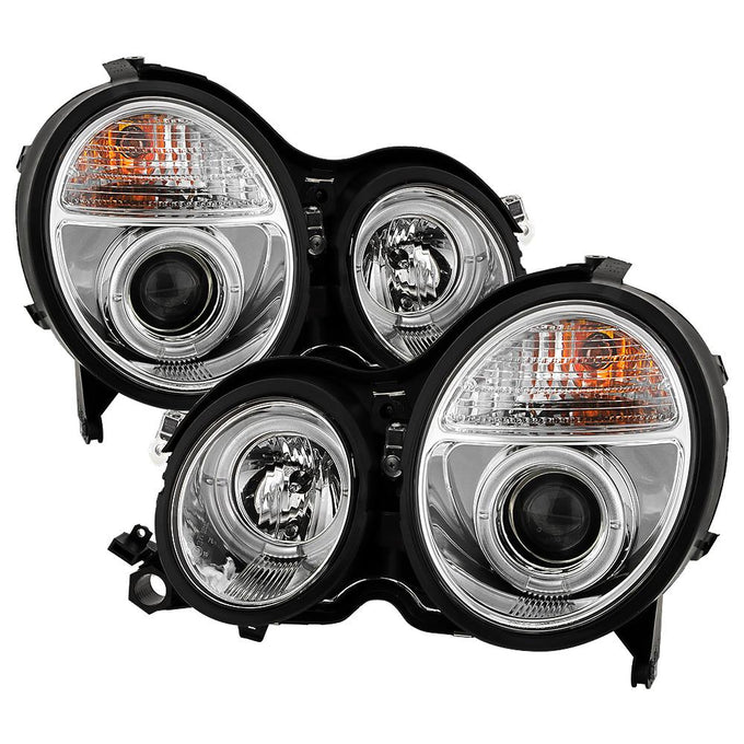 LED Halo Chrome Projector Headlights <br>00-02 Mercedes-Benz E320 E430 E55 AMG 2002 E500