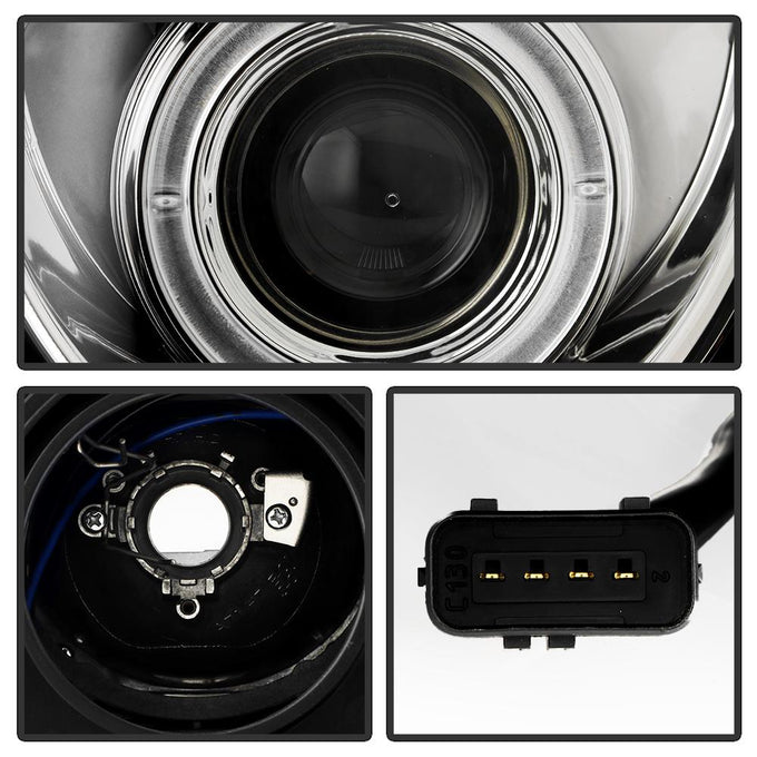 LED Halo Chrome Projector Headlights <br>00-02 Mercedes-Benz E320 E430 E55 AMG 2002 E500