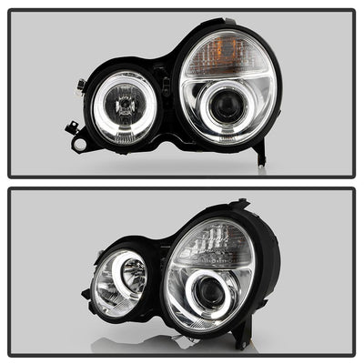LED Halo Chrome Projector Headlights <br>00-02 Mercedes-Benz E320 E430 E55 AMG 2002 E500