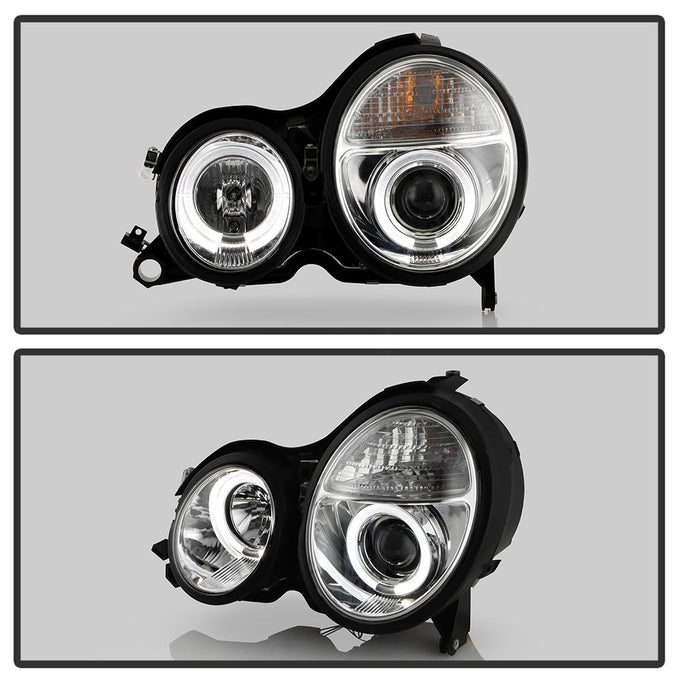 LED Halo Chrome Projector Headlights <br>00-02 Mercedes-Benz E320 E430 E55 AMG 2002 E500
