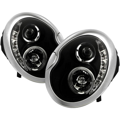 DRL Black Projector Headlights <br>02-06 Mini Cooper