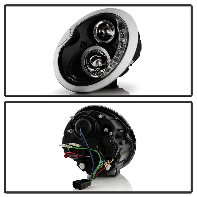 DRL Black Projector Headlights <br>02-06 Mini Cooper