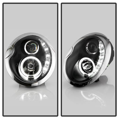 DRL Black Projector Headlights <br>02-06 Mini Cooper