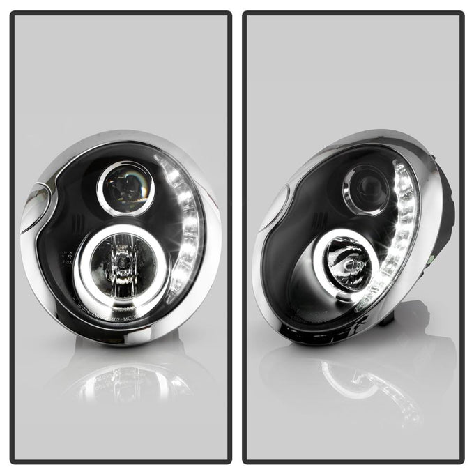 DRL Black Projector Headlights <br>02-06 Mini Cooper