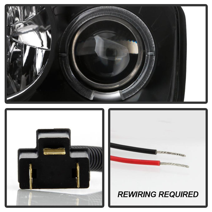 LED Halo Black Projector Headlights <br>00-05 Mitsubishi Eclipse