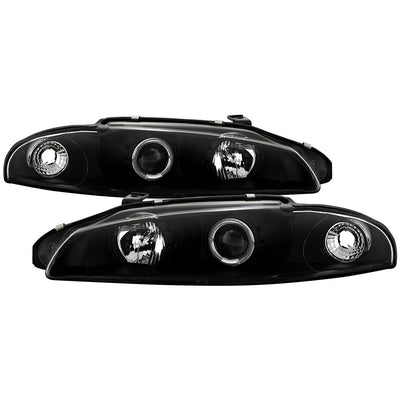 LED Halo Black Projector Headlights <br>97-99 Mitsubishi Eclipse