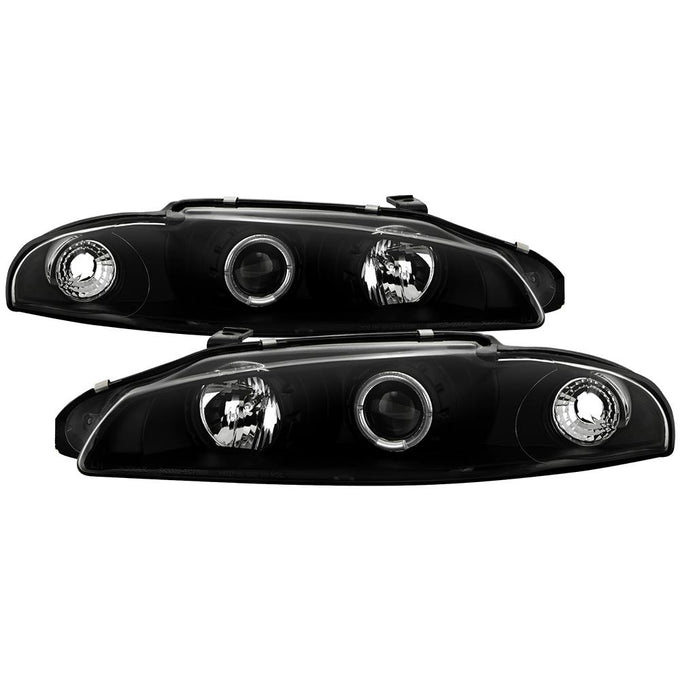 LED Halo Black Projector Headlights <br>97-99 Mitsubishi Eclipse