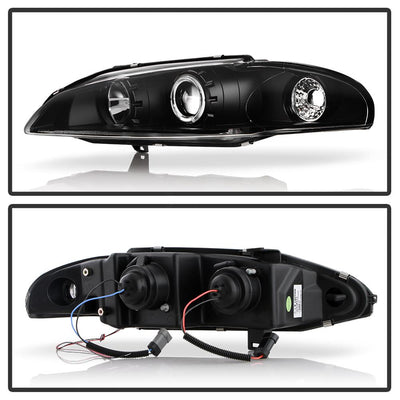 LED Halo Black Projector Headlights <br>97-99 Mitsubishi Eclipse
