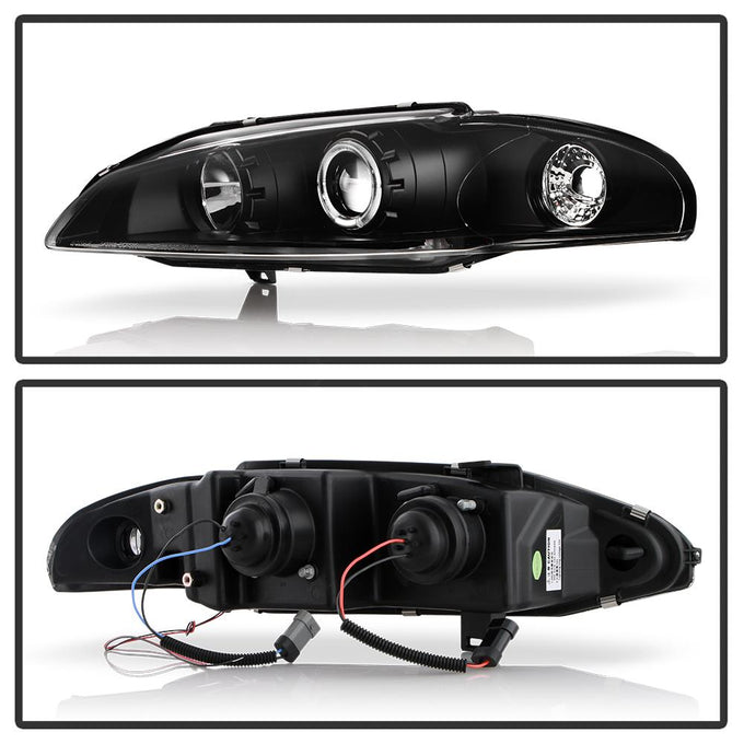LED Halo Black Projector Headlights <br>97-99 Mitsubishi Eclipse