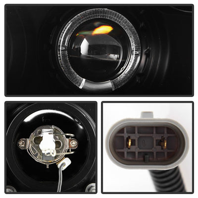 LED Halo Black Projector Headlights <br>97-99 Mitsubishi Eclipse