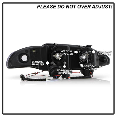 LED Halo Black Projector Headlights <br>97-99 Mitsubishi Eclipse