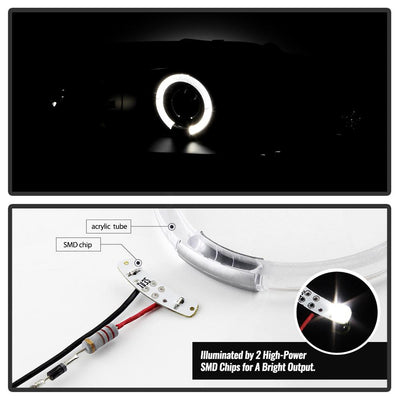 LED Halo Black Projector Headlights <br>97-99 Mitsubishi Eclipse