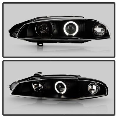 LED Halo Black Projector Headlights <br>97-99 Mitsubishi Eclipse
