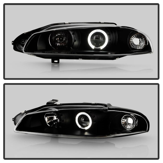 LED Halo Black Projector Headlights <br>97-99 Mitsubishi Eclipse