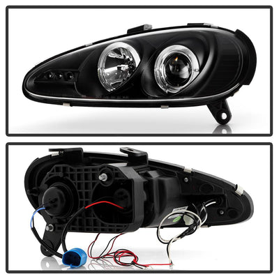 LED Halo Black Projector Headlights <br>92-96 Mazda MX-3