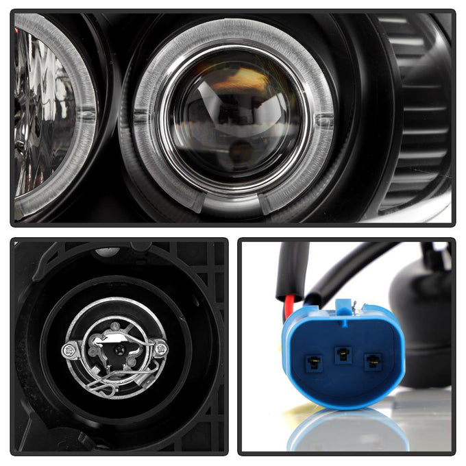 LED Halo Black Projector Headlights <br>92-96 Mazda MX-3