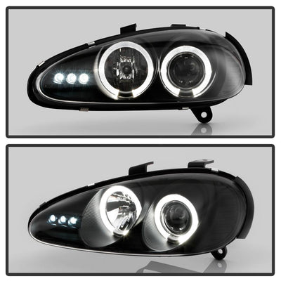 LED Halo Black Projector Headlights <br>92-96 Mazda MX-3