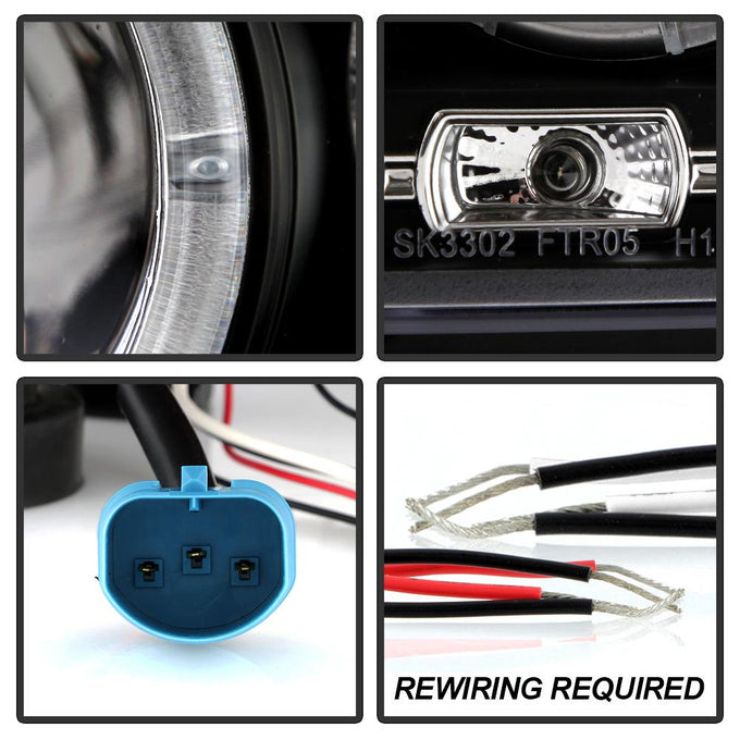 LED Halo Black Projector Headlights <br>05-07 Nissan Pathfinder 05-08 Nissan Frontier