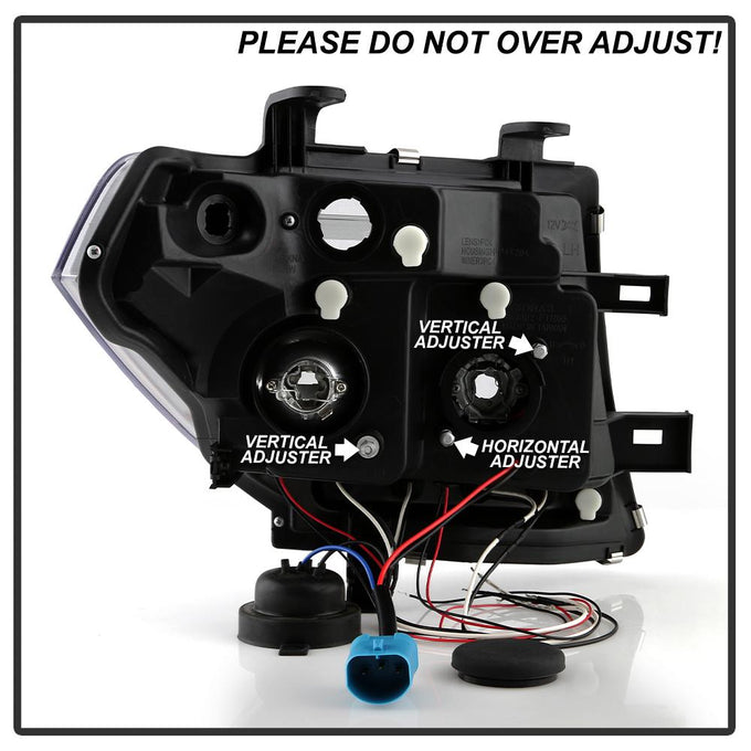 LED Halo Black Projector Headlights <br>05-07 Nissan Pathfinder 05-08 Nissan Frontier