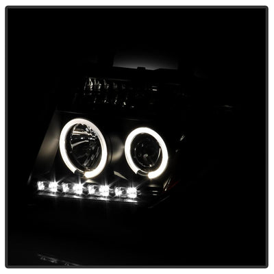 LED Halo Black Projector Headlights <br>05-07 Nissan Pathfinder 05-08 Nissan Frontier