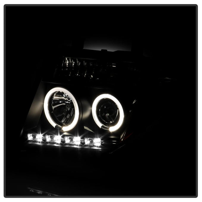 LED Halo Black Projector Headlights <br>05-07 Nissan Pathfinder 05-08 Nissan Frontier