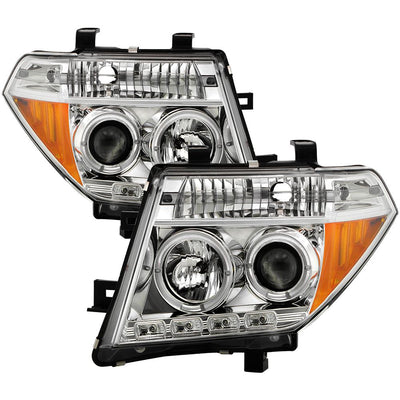 LED Halo Chrome Projector Headlights <br>05-07 Nissan Pathfinder 05-08 Nissan Frontier