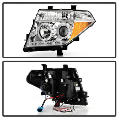 LED Halo Chrome Projector Headlights <br>05-07 Nissan Pathfinder 05-08 Nissan Frontier