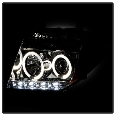LED Halo Chrome Projector Headlights <br>05-07 Nissan Pathfinder 05-08 Nissan Frontier