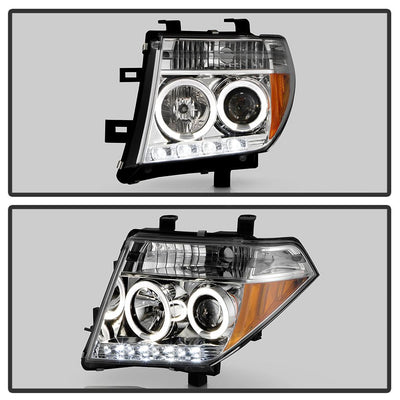LED Halo Chrome Projector Headlights <br>05-07 Nissan Pathfinder 05-08 Nissan Frontier