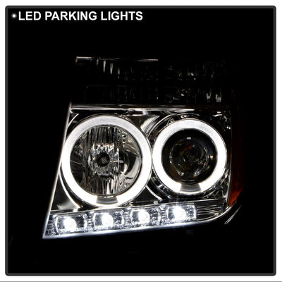 LED Halo Chrome Projector Headlights <br>05-07 Nissan Pathfinder 05-08 Nissan Frontier