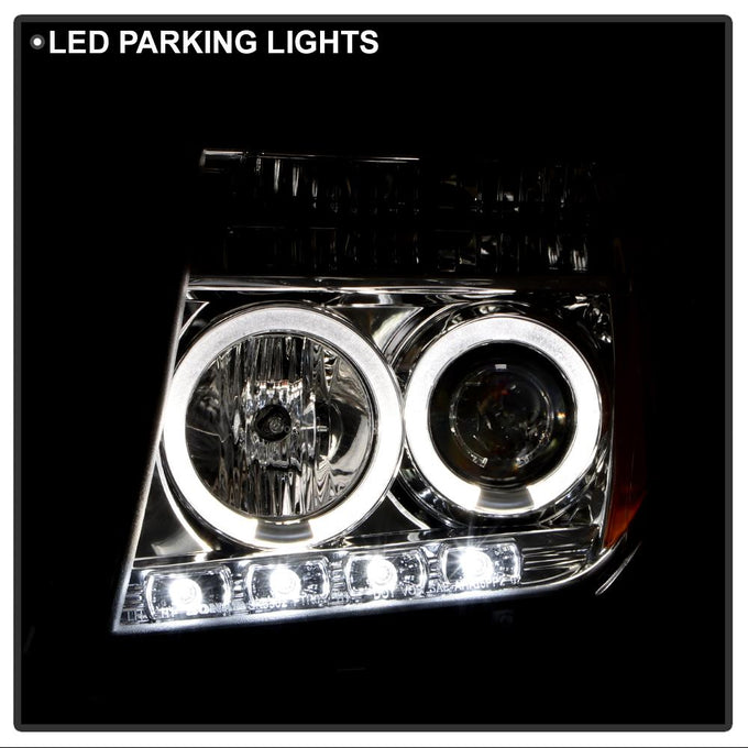 LED Halo Chrome Projector Headlights <br>05-07 Nissan Pathfinder 05-08 Nissan Frontier