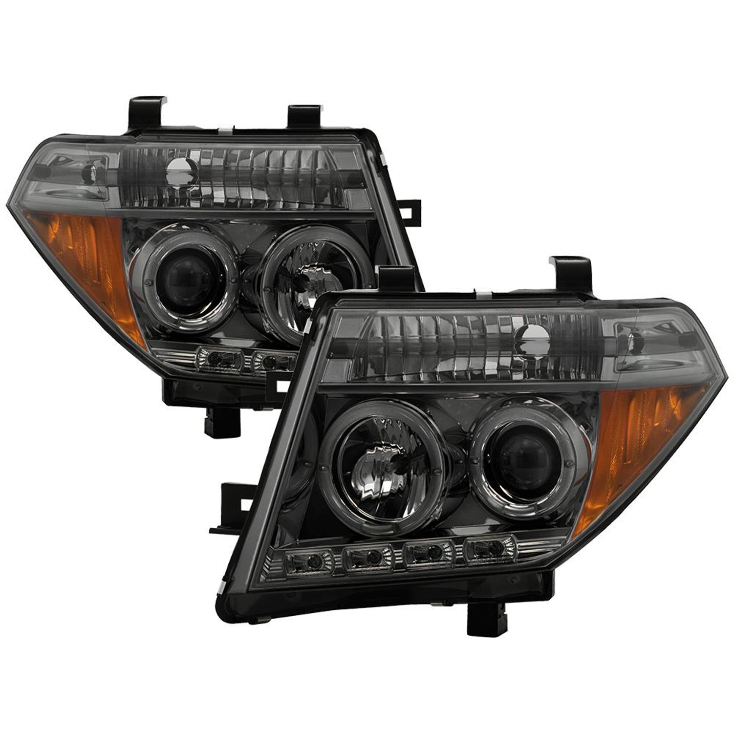 LED Halo Smoke Projector Headlights <br>05-07 Nissan Pathfinder 05-08 Nissan Frontier