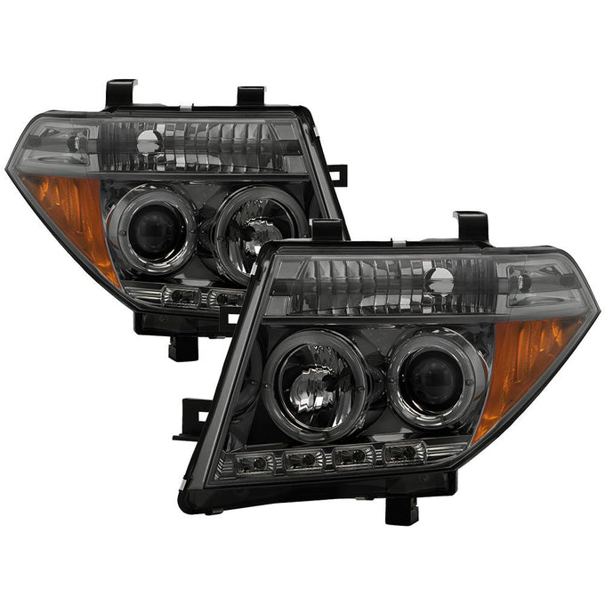 LED Halo Smoke Projector Headlights <br>05-07 Nissan Pathfinder 05-08 Nissan Frontier