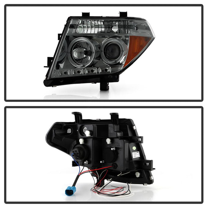 LED Halo Smoke Projector Headlights <br>05-07 Nissan Pathfinder 05-08 Nissan Frontier