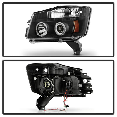 LED Halo Black Projector Headlights <br>05-07 Nissan Armada 04-15 TITAN 2004 Pathfinder Armada