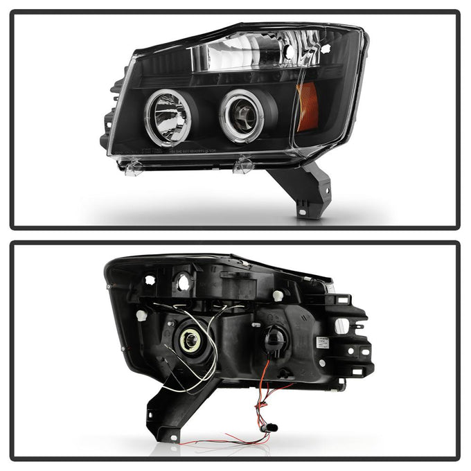 LED Halo Black Projector Headlights <br>05-07 Nissan Armada 04-15 TITAN 2004 Pathfinder Armada