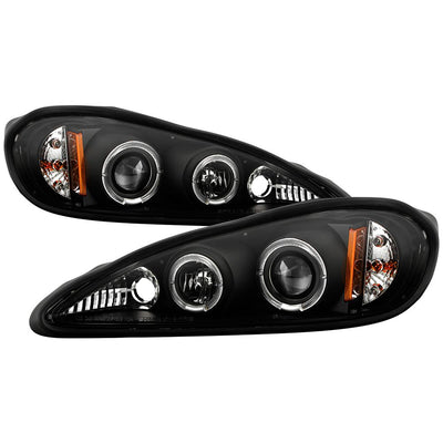 LED Halo Black Projector Headlights <br>99-05 Pontiac Grand Am
